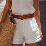 Minimalist V-Neck Vest And Shorts Set