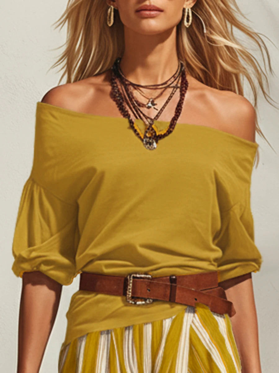 Women's Off-Shoulder Belted Top