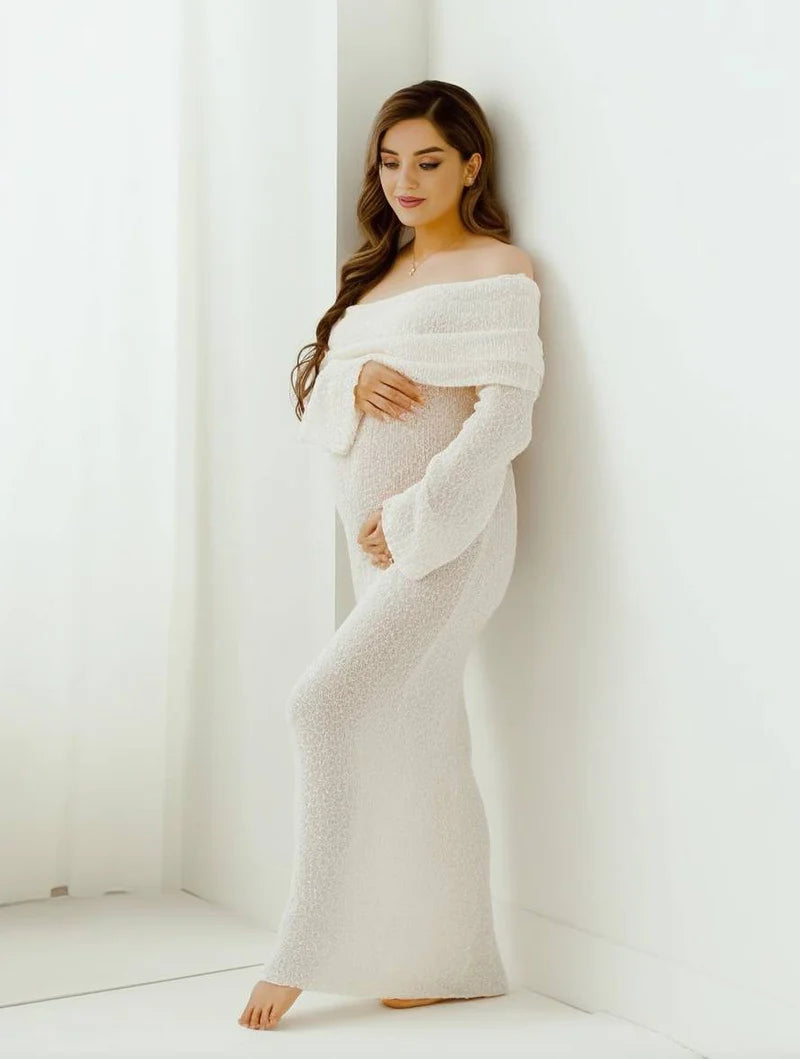 Women's Off Shoulder Long Sleeve Maternity Dress