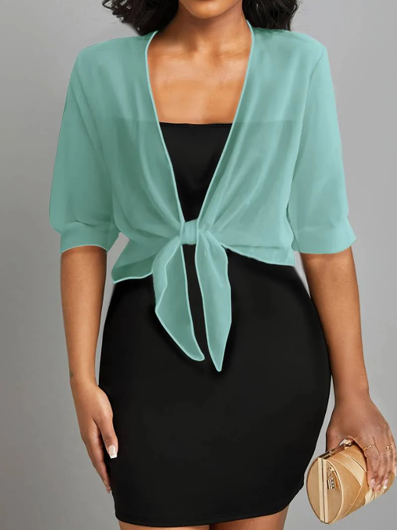 Sheer Tie-Front Cardigan