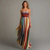 Women's Strapless Pleated Maxi Dress
