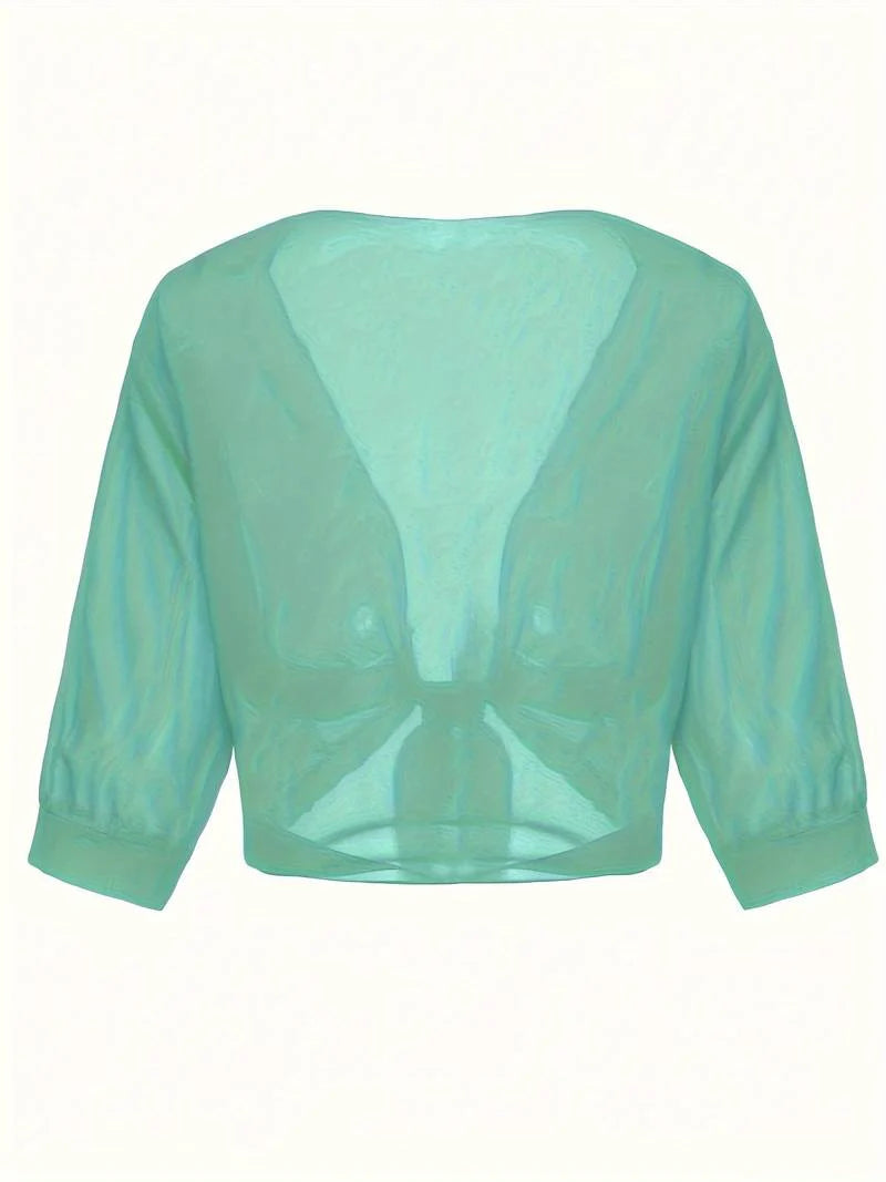 Sheer Tie-Front Cardigan
