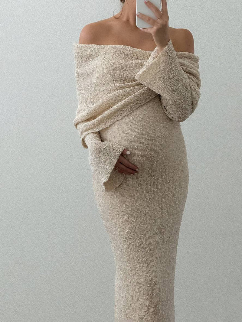 Women's Off Shoulder Long Sleeve Maternity Dress