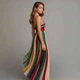 Women's Strapless Pleated Maxi Dress