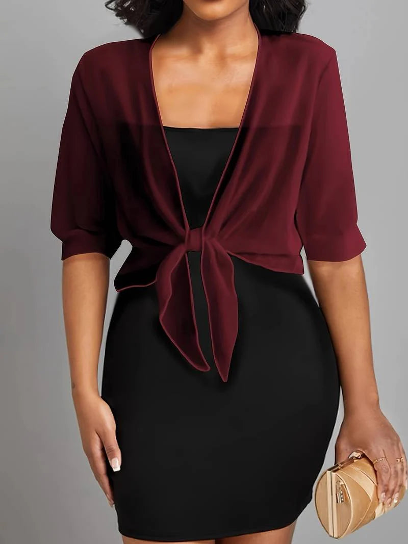 Sheer Tie-Front Cardigan