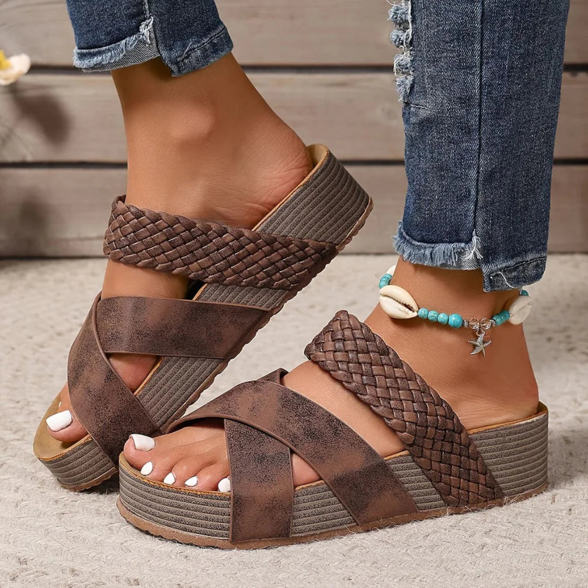 Orthopedic Leather Slide Sandals