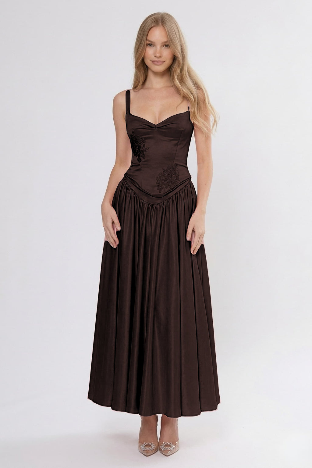 A-Line Ankle Length Off Shoulder Bridesmaid Dress