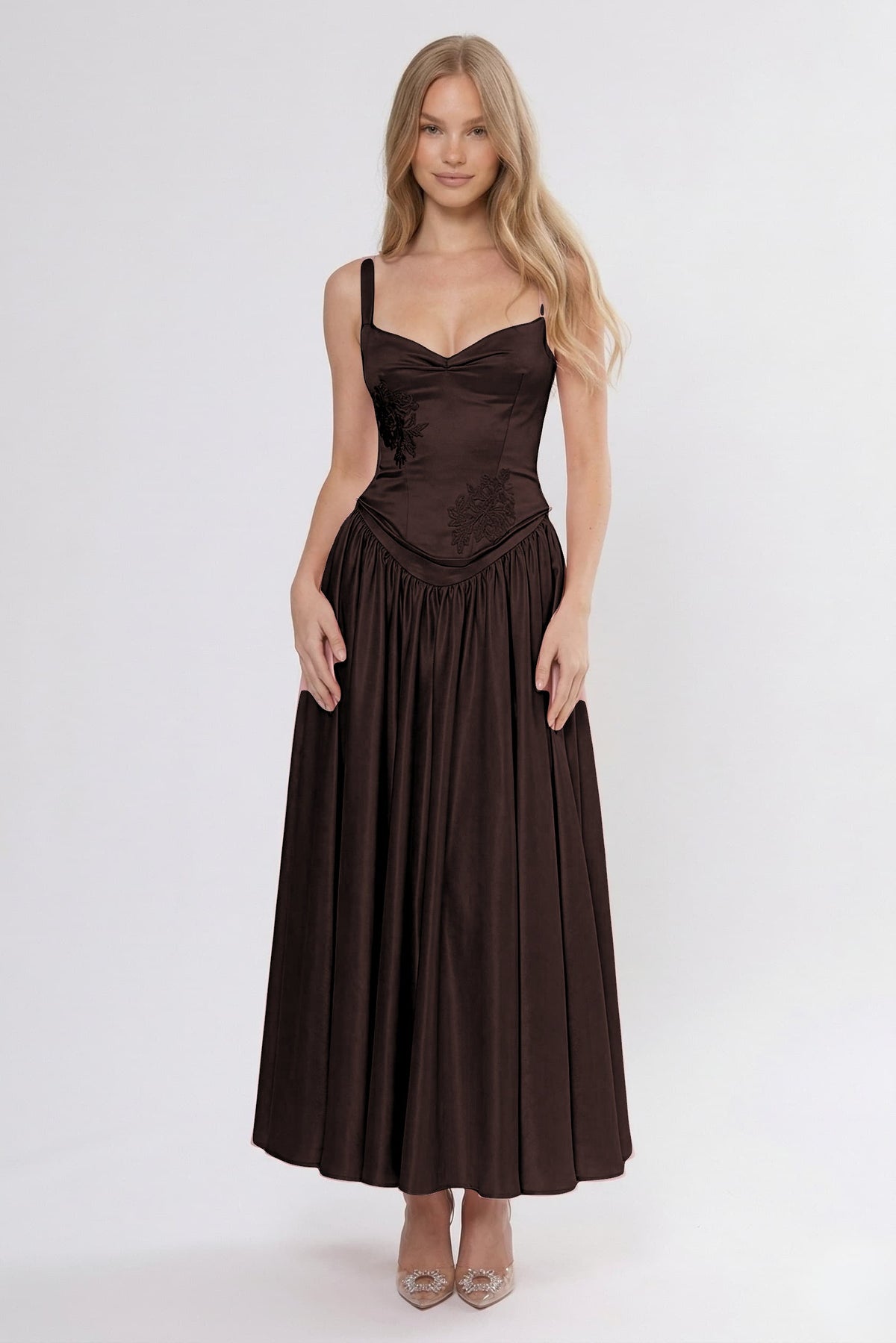 A-Line Ankle Length Off Shoulder Bridesmaid Dress