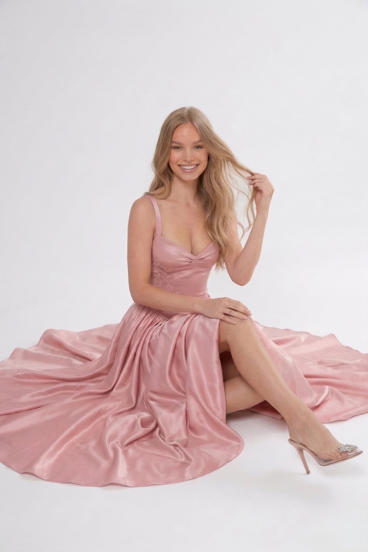A-Line Ankle Length Off Shoulder Bridesmaid Dress