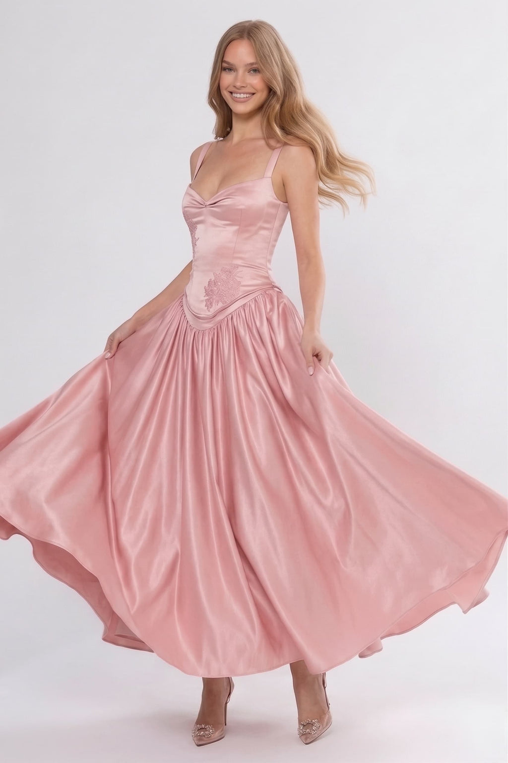 A-Line Ankle Length Off Shoulder Bridesmaid Dress