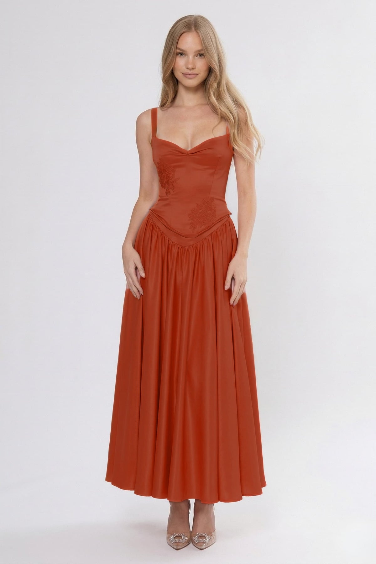A-Line Ankle Length Off Shoulder Bridesmaid Dress