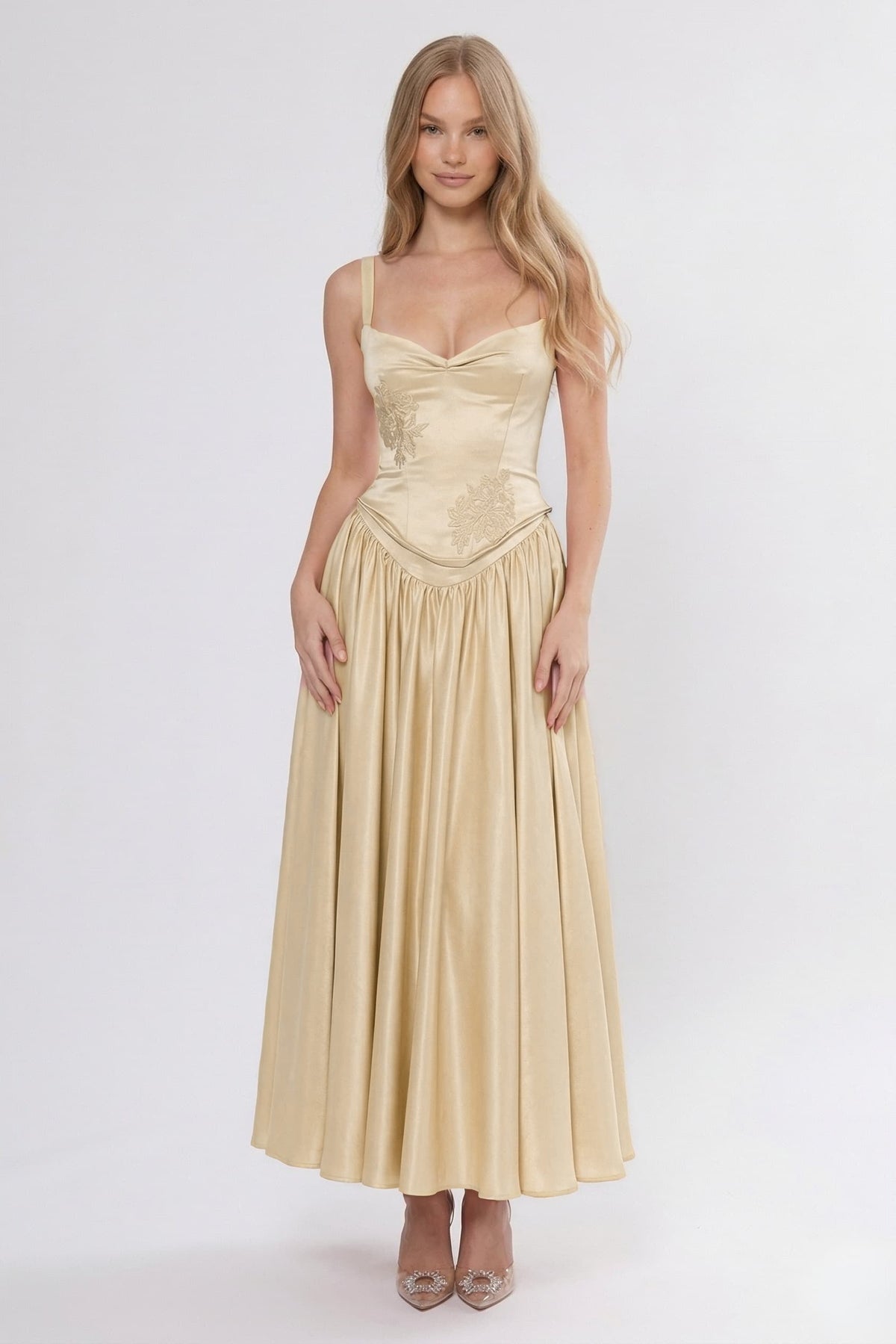 A-Line Ankle Length Off Shoulder Bridesmaid Dress