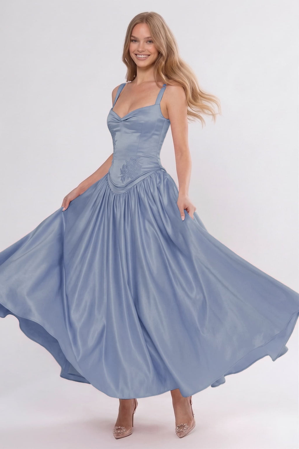 A-Line Ankle Length Off Shoulder Bridesmaid Dress