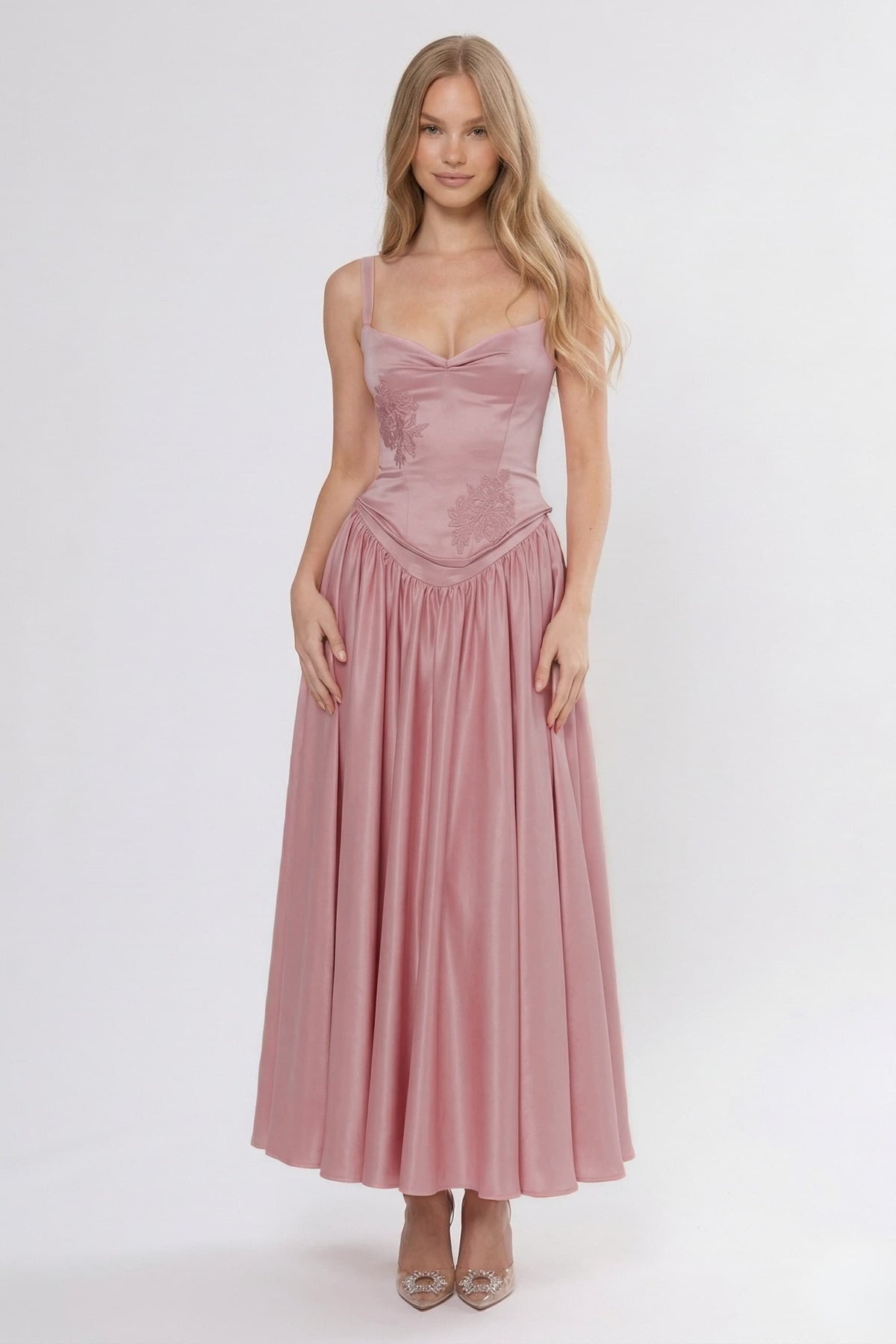 A-Line Ankle Length Off Shoulder Bridesmaid Dress
