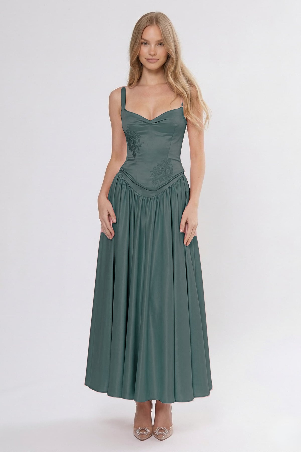 A-Line Ankle Length Off Shoulder Bridesmaid Dress