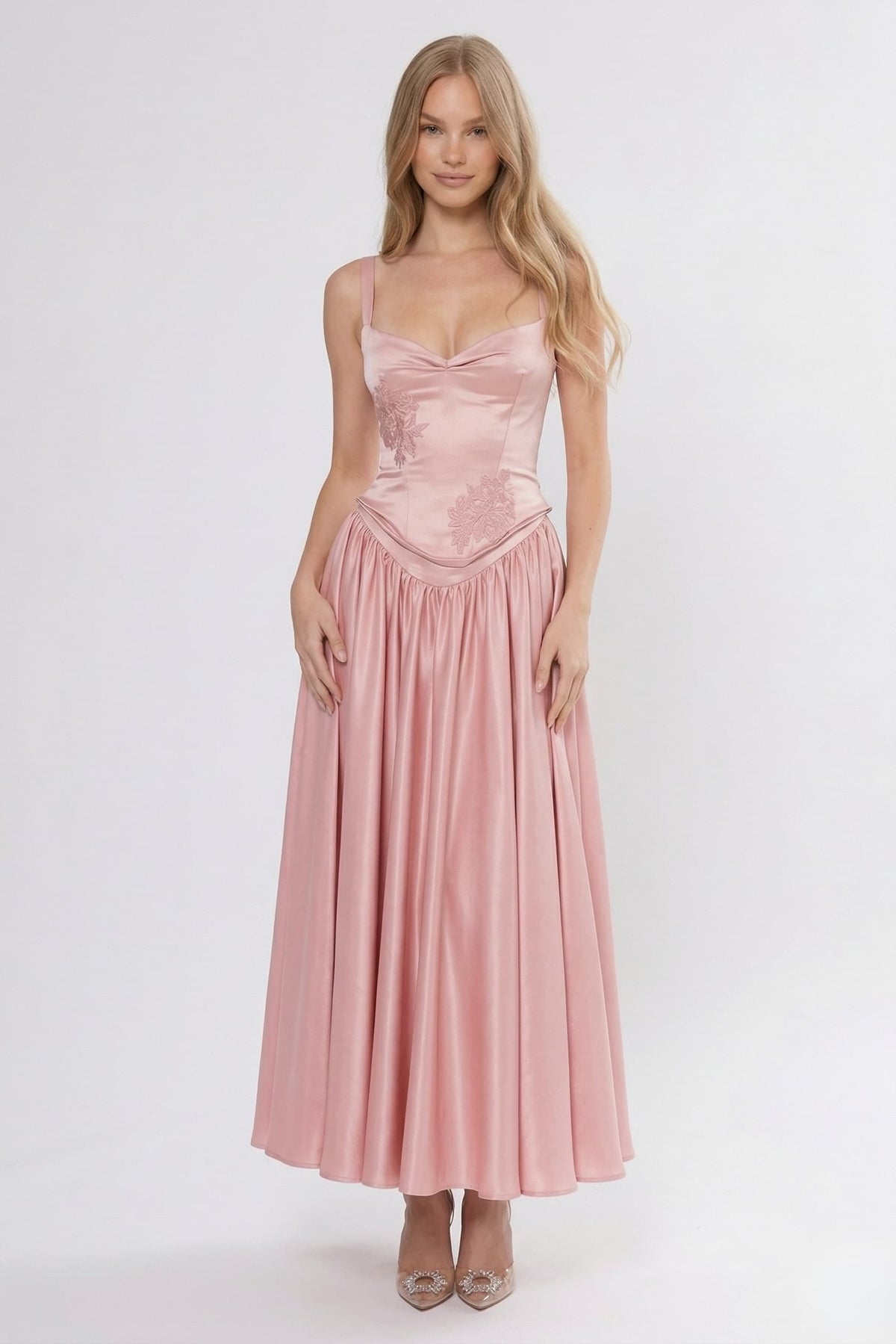 A-Line Ankle Length Off Shoulder Bridesmaid Dress