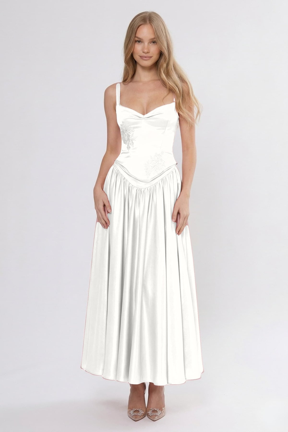 A-Line Ankle Length Off Shoulder Bridesmaid Dress