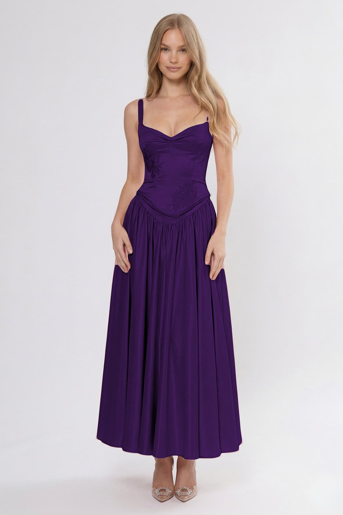 A-Line Ankle Length Off Shoulder Bridesmaid Dress
