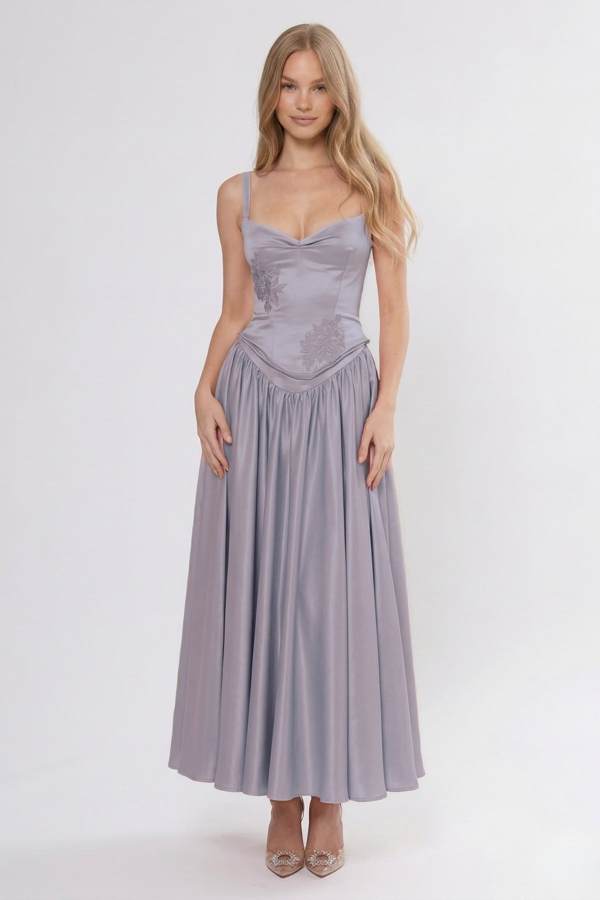 A-Line Ankle Length Off Shoulder Bridesmaid Dress