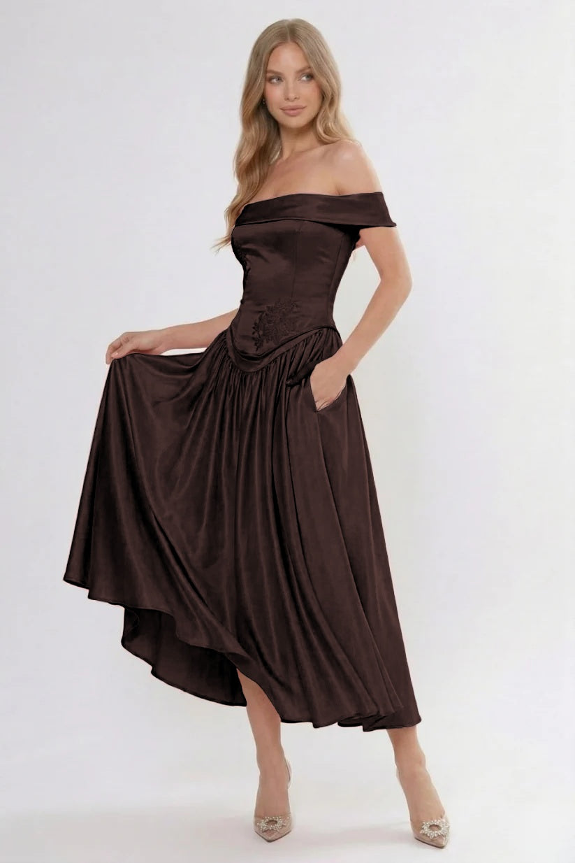 A-Line Ankle Length Cap Sleeve Bridesmaid Dress