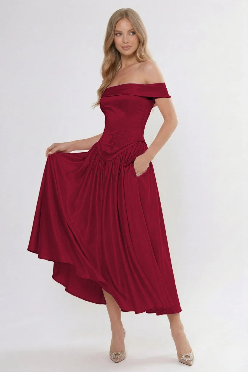 A-Line Ankle Length Cap Sleeve Bridesmaid Dress