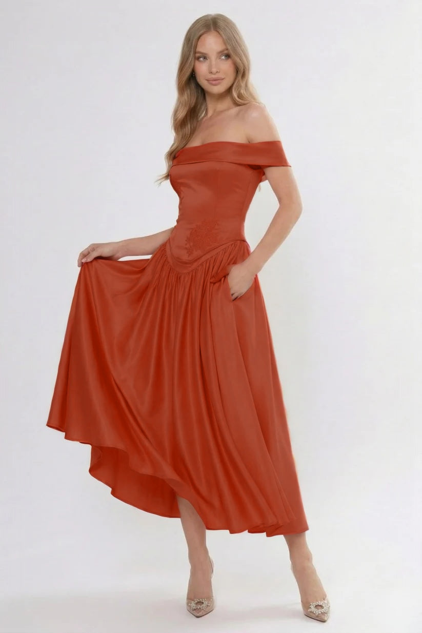 A-Line Ankle Length Cap Sleeve Bridesmaid Dress