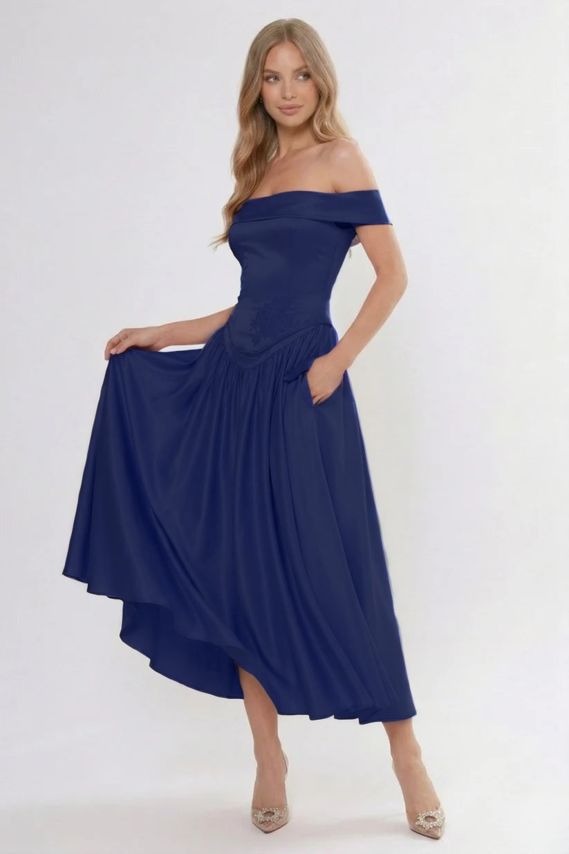 A-Line Ankle Length Cap Sleeve Bridesmaid Dress