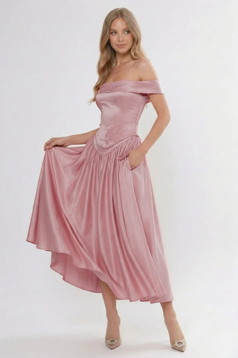 A-Line Ankle Length Cap Sleeve Bridesmaid Dress