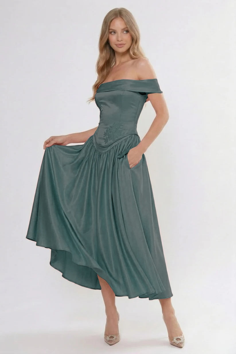 A-Line Ankle Length Cap Sleeve Bridesmaid Dress