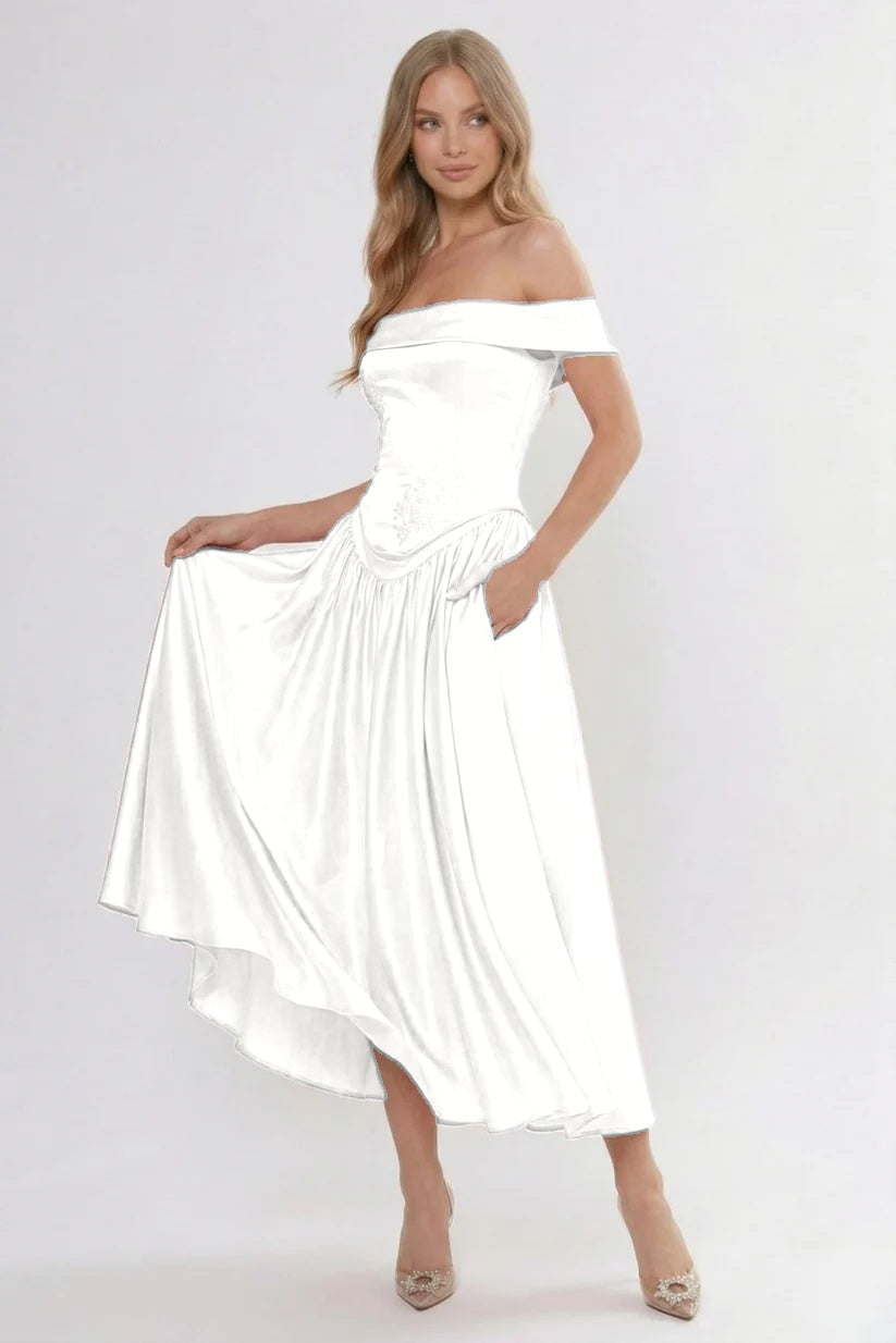 A-Line Ankle Length Cap Sleeve Bridesmaid Dress