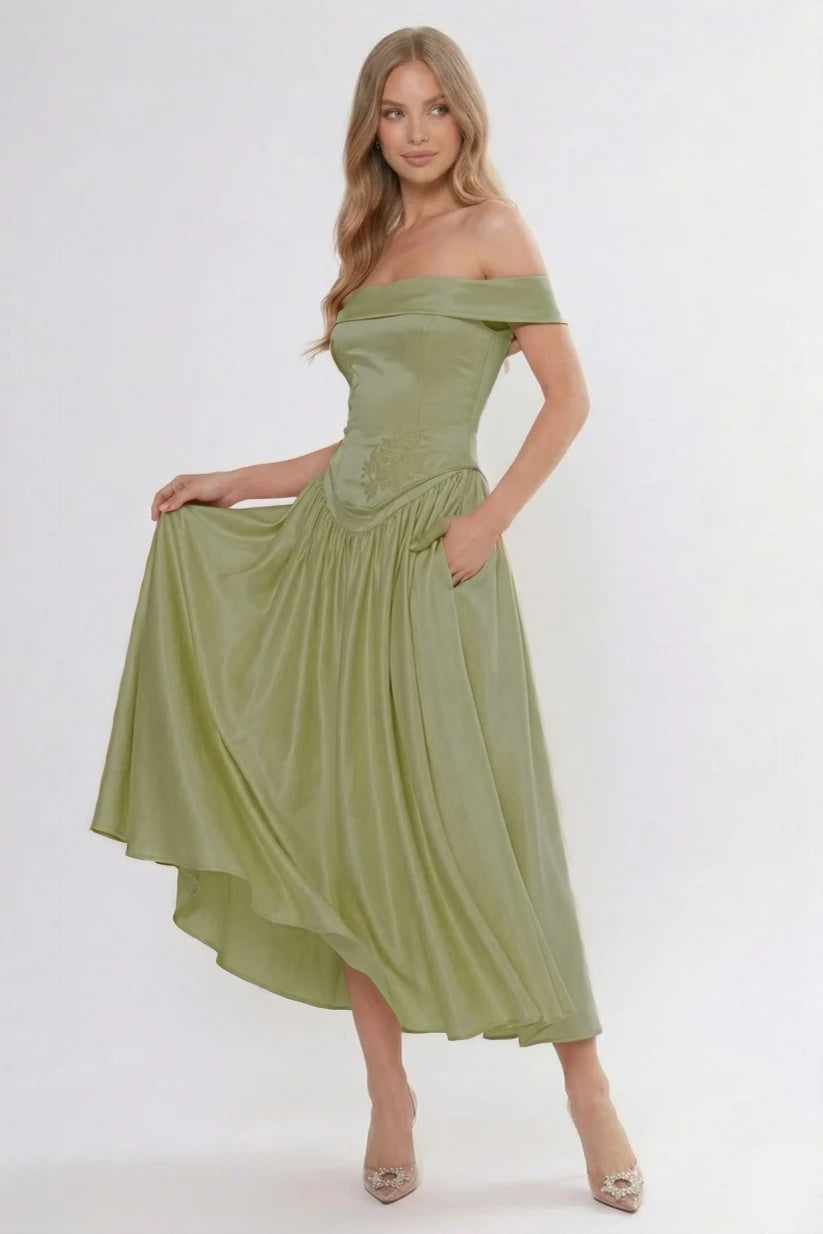 A-Line Ankle Length Cap Sleeve Bridesmaid Dress