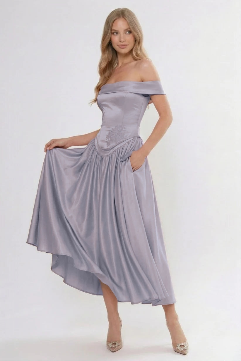 A-Line Ankle Length Cap Sleeve Bridesmaid Dress