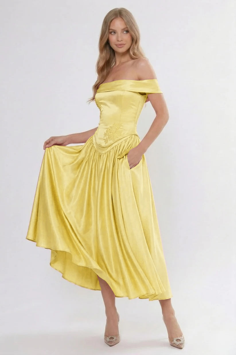 A-Line Ankle Length Cap Sleeve Bridesmaid Dress