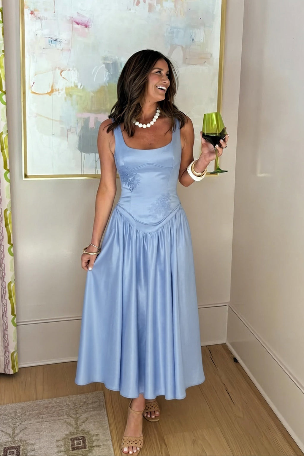 A-Line Ankle Length Halter Bridesmaid Dress