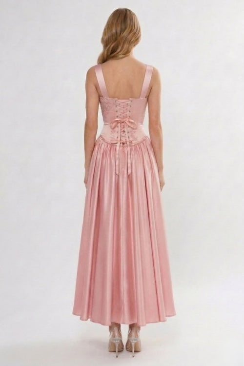 A-Line Ankle Length Halter Bridesmaid Dress