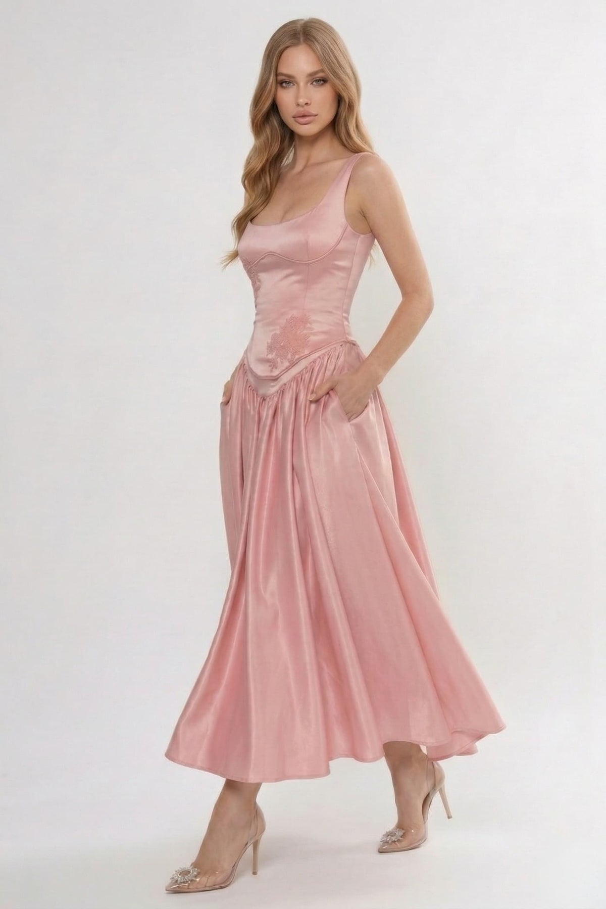 A-Line Ankle Length Halter Bridesmaid Dress