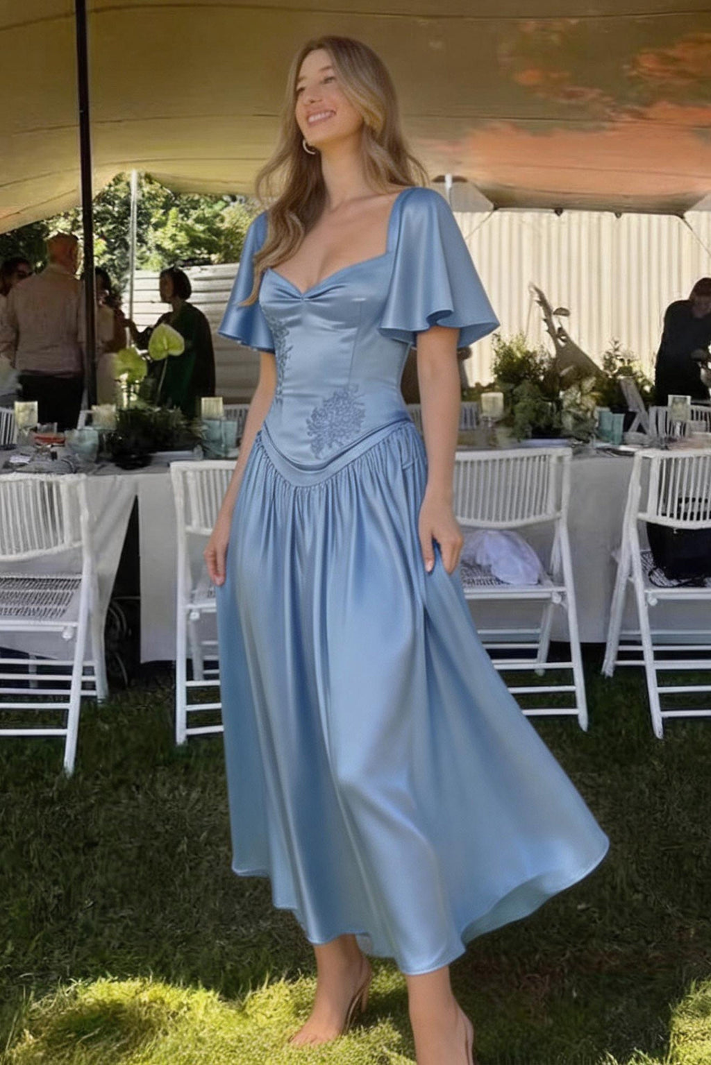 A-Line Ankle Length Bridesmaid Dress