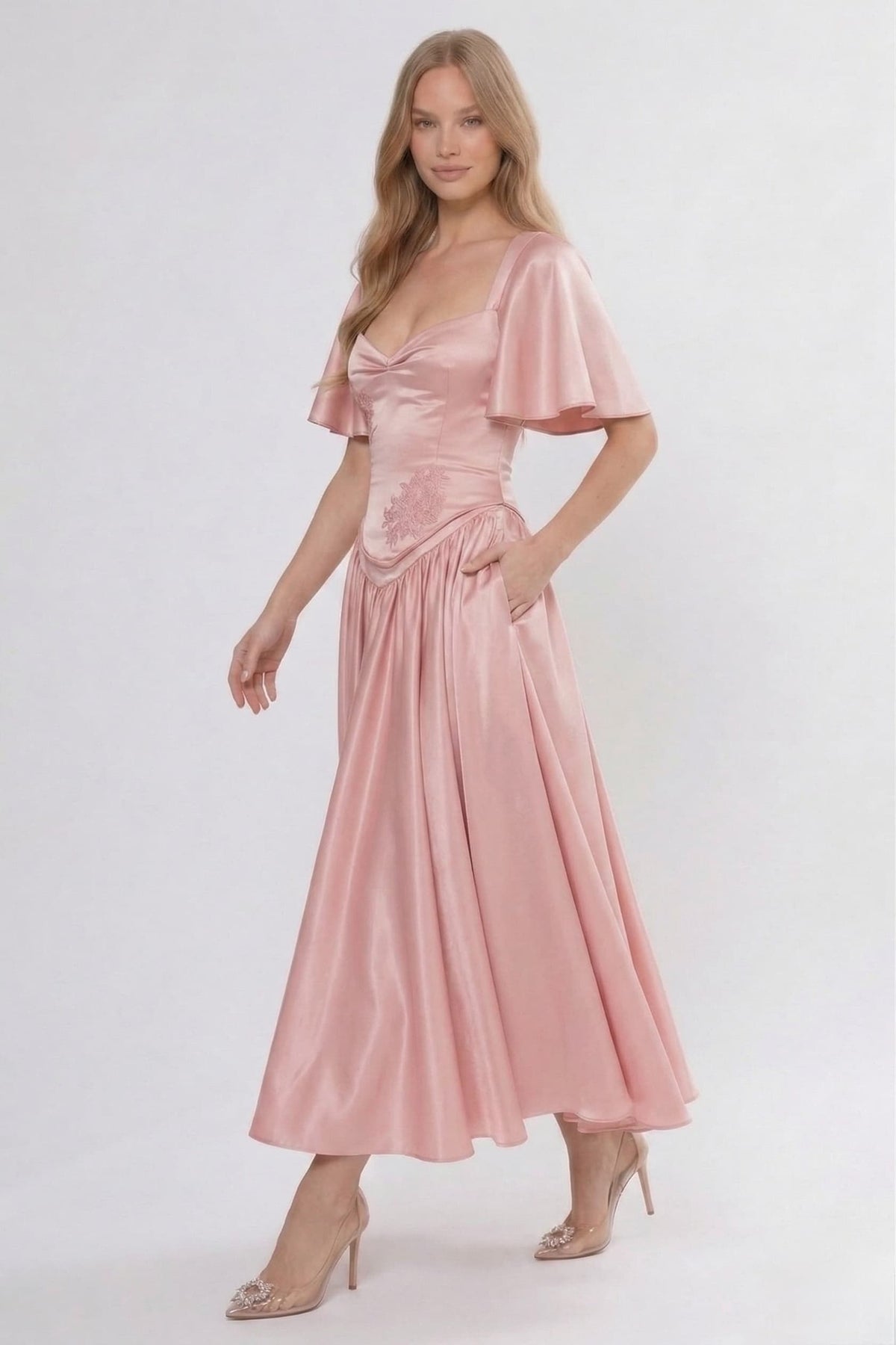 A-Line Ankle Length Bridesmaid Dress