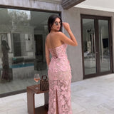 Women's Sheath Floral Overlay Wedding Guest Maxi Dress