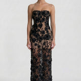 Women's Sheath Floral Overlay Wedding Guest Maxi Dress