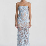 Women's Sheath Floral Overlay Wedding Guest Maxi Dress