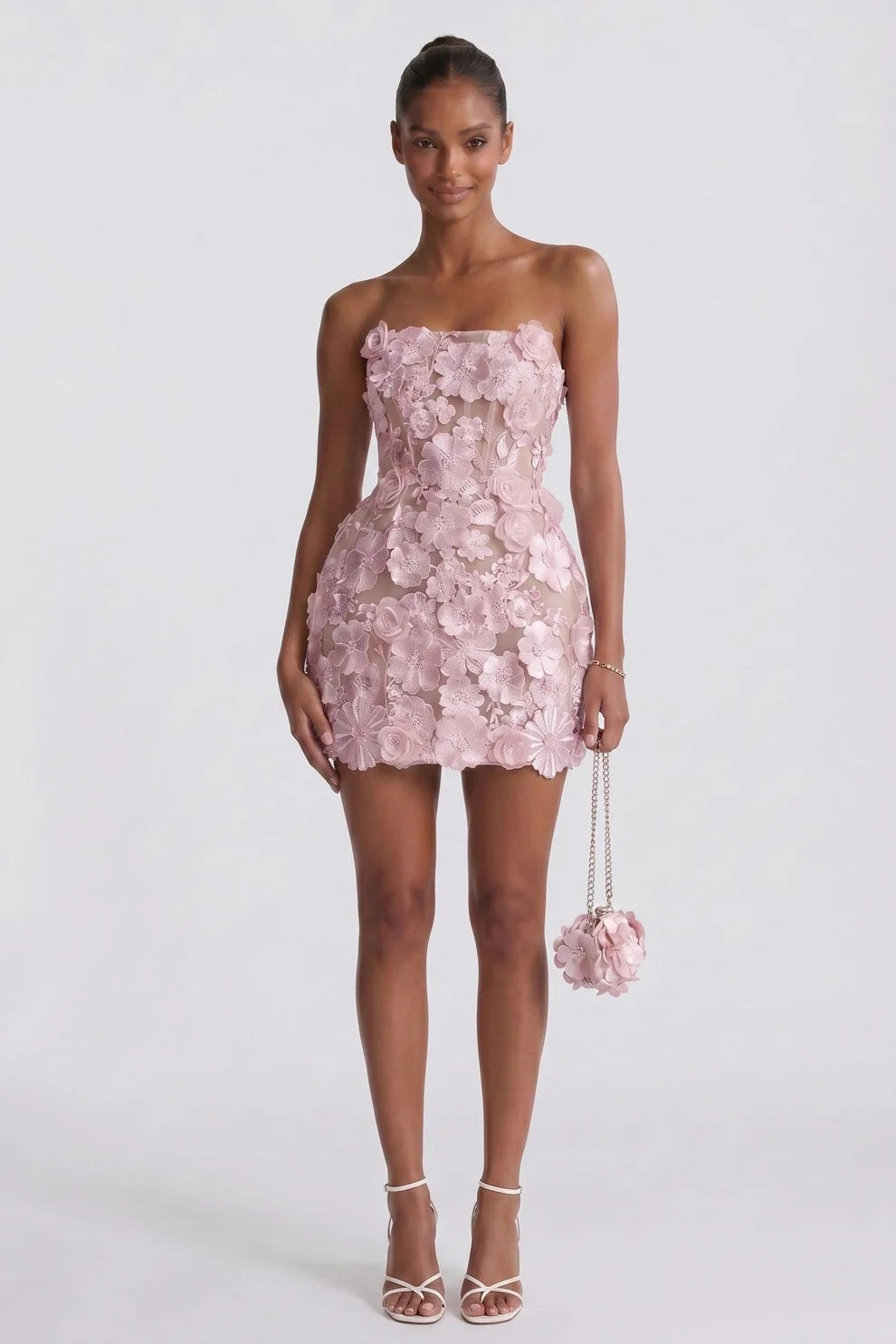 Women's Sheath Floral Overlay Wedding Guest Mini Dress
