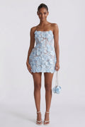 Women's Sheath Floral Overlay Wedding Guest Mini Dress