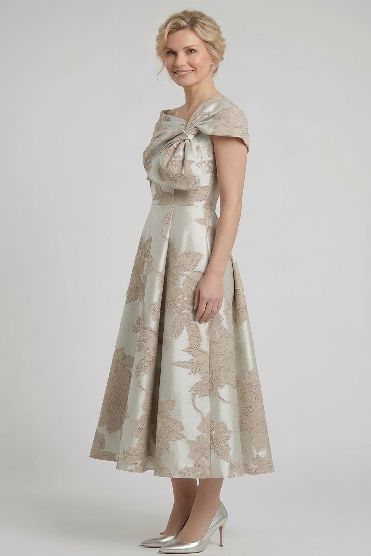 A-Line Tea Length Mother of the Bride Dress