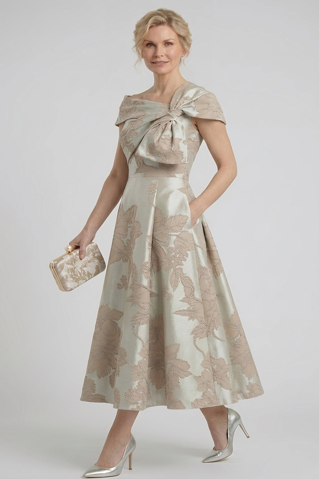 A-Line Tea Length Mother of the Bride Dress