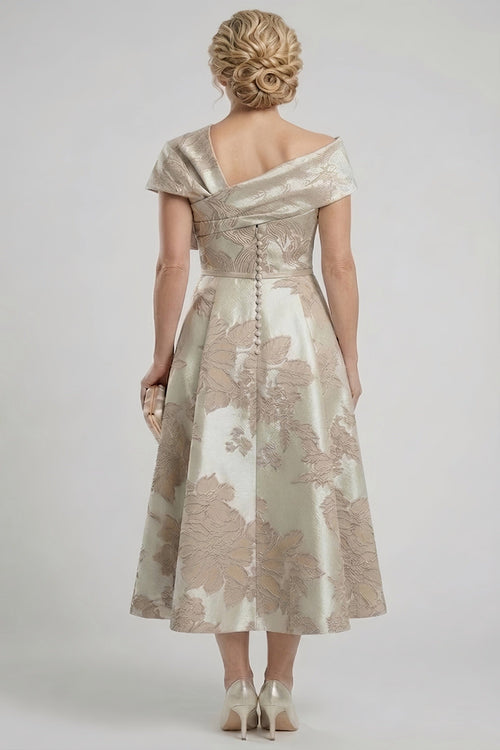 A-Line Tea Length Mother of the Bride Dress