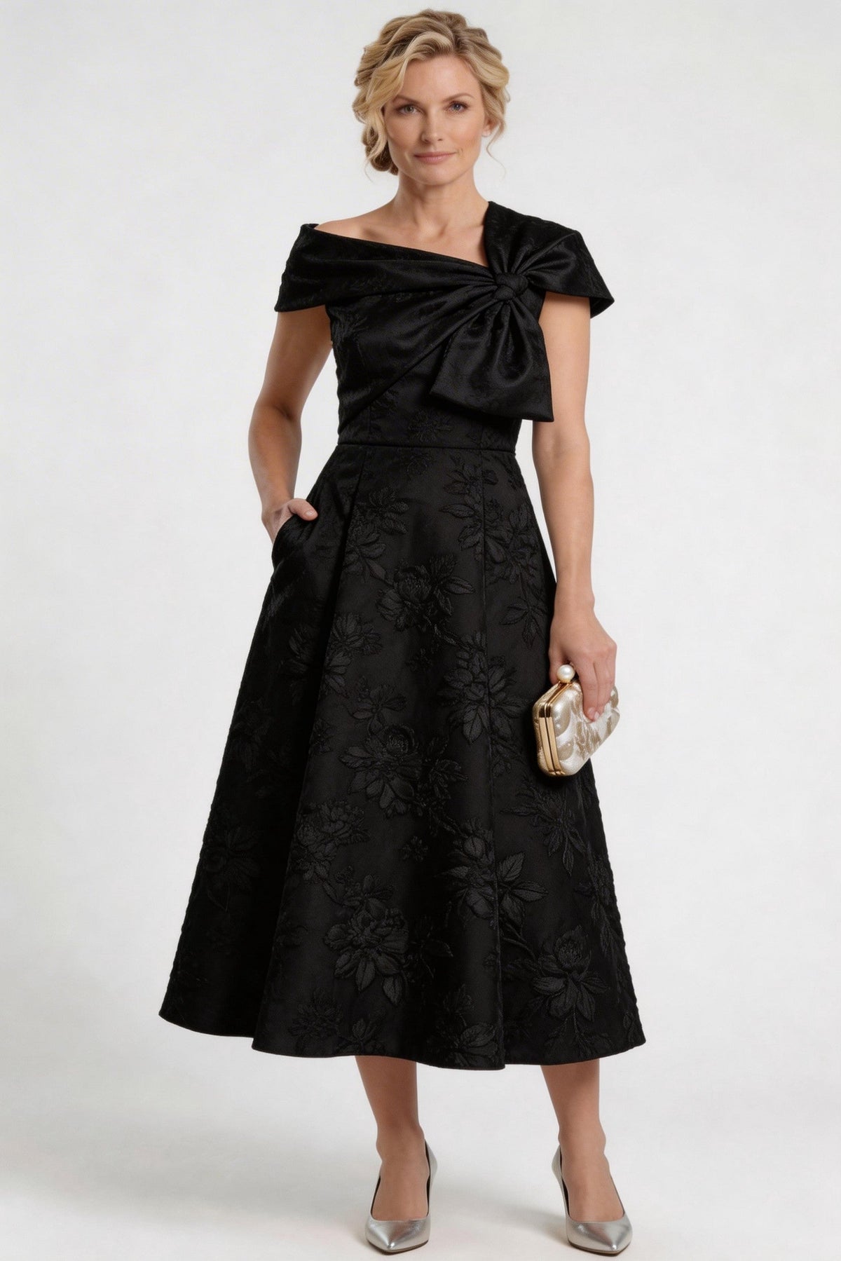 A-Line Tea Length Mother of the Bride Dress