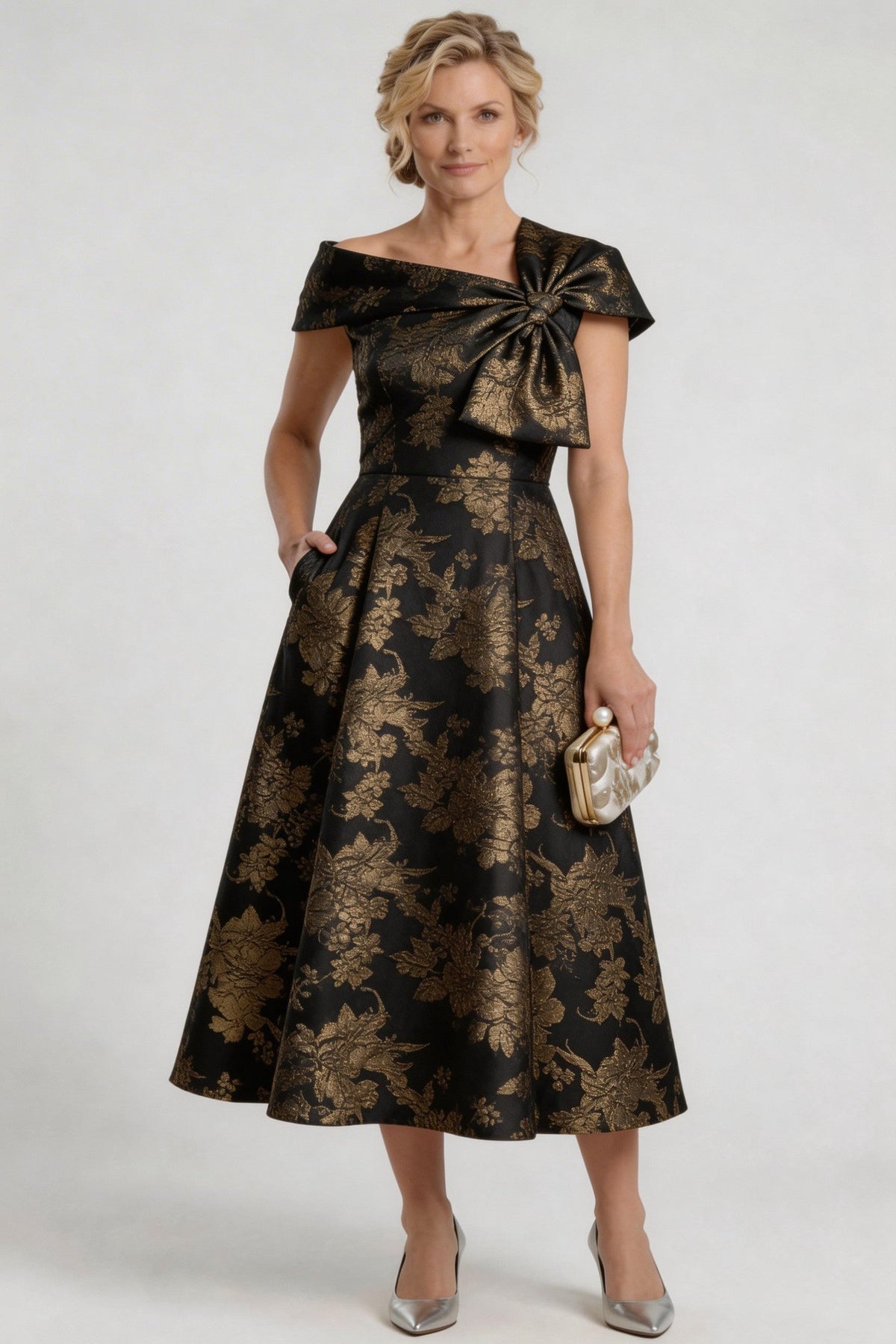 A-Line Tea Length Mother of the Bride Dress
