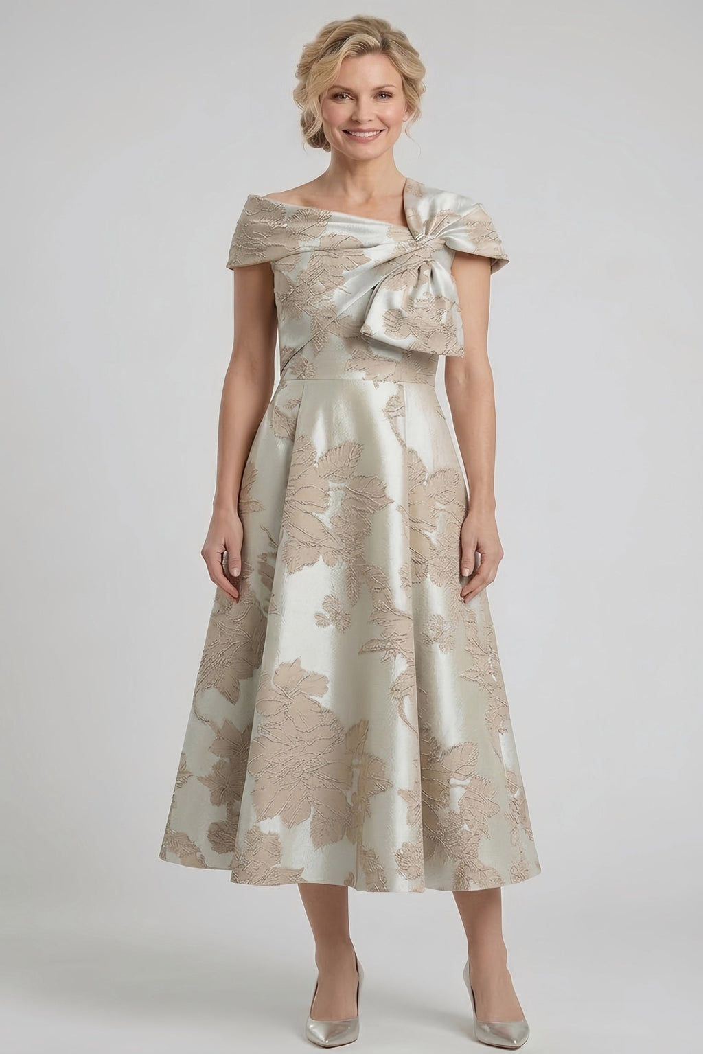 A-Line Tea Length Mother of the Bride Dress