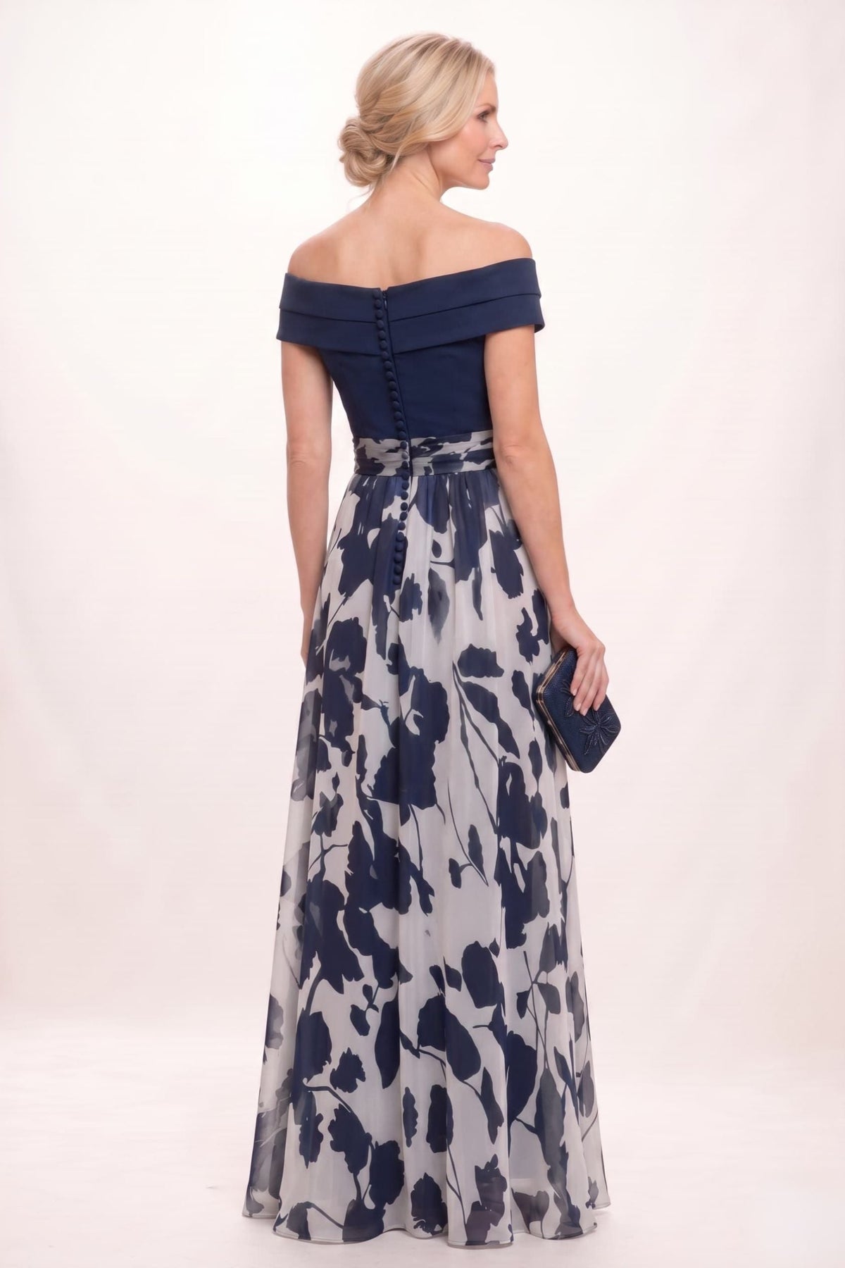 A-Line Floral Print Maxi Mother of the Bride Dress